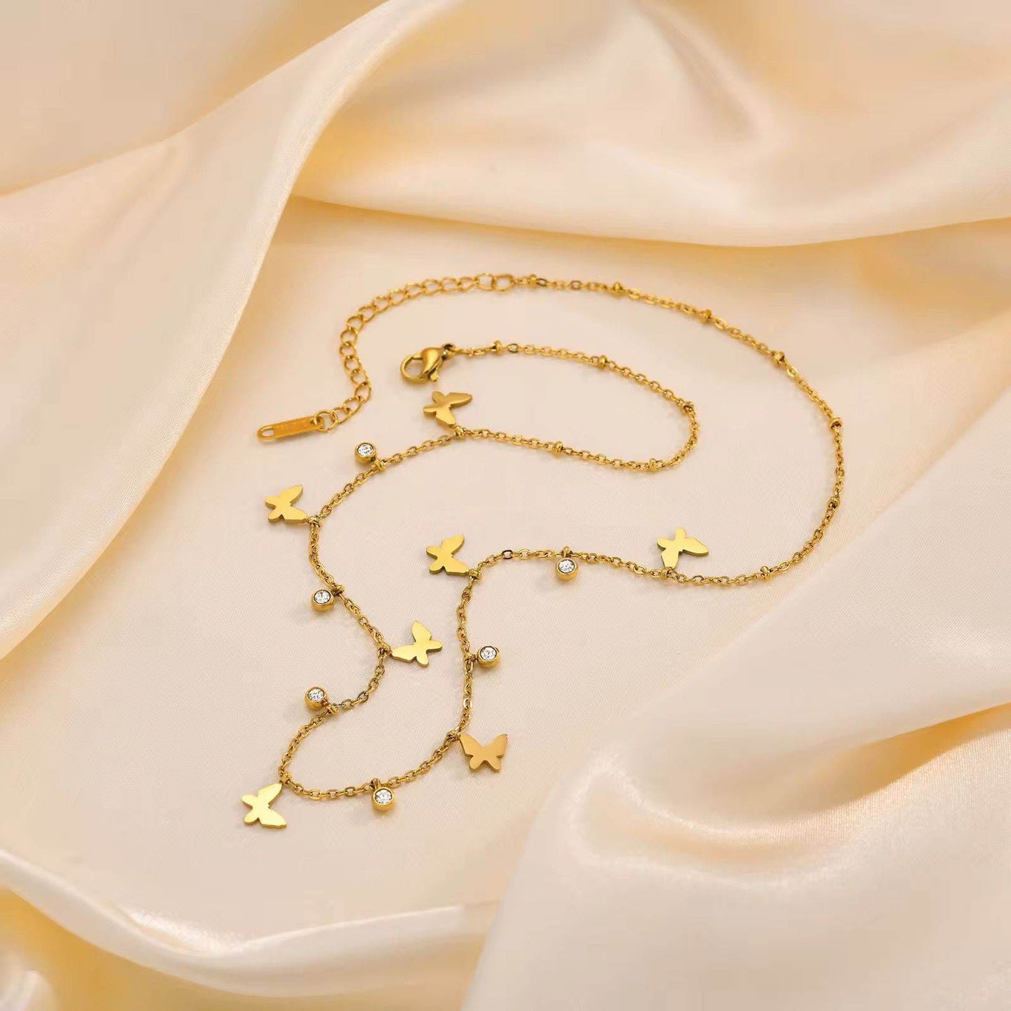 Butterfly Diamond Necklace - Stainless Steel