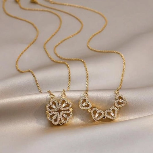 Magnetic Mini 4 Hearts Necklace - Stainless Steel