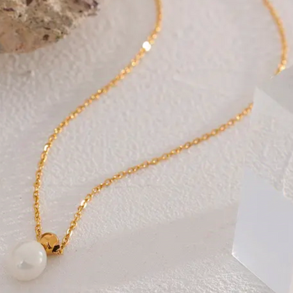 Pearl drop Necklace - Stainless Steel