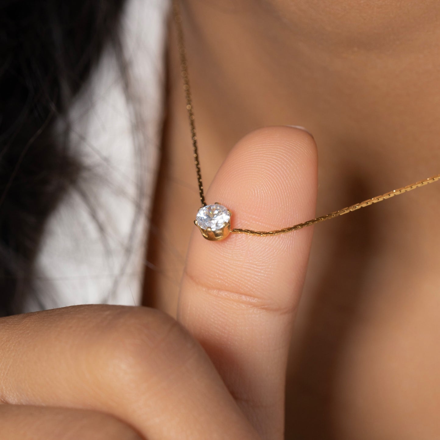 Slim Diamond Necklace - Stainless Steel