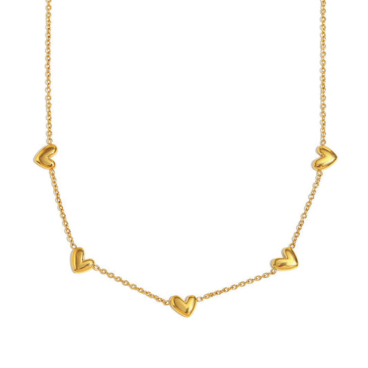Italic Mini Hearts Necklace - Stainless Steel