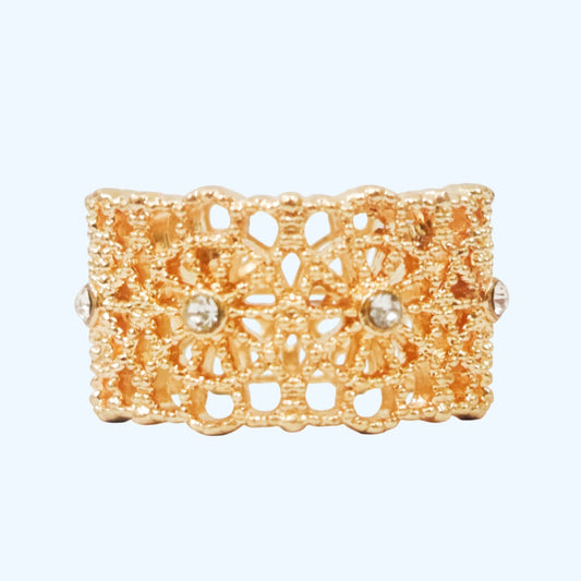 Golden Flower Pattern Ring - China Gold