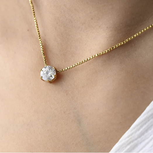 Slim Diamond Necklace - Stainless Steel