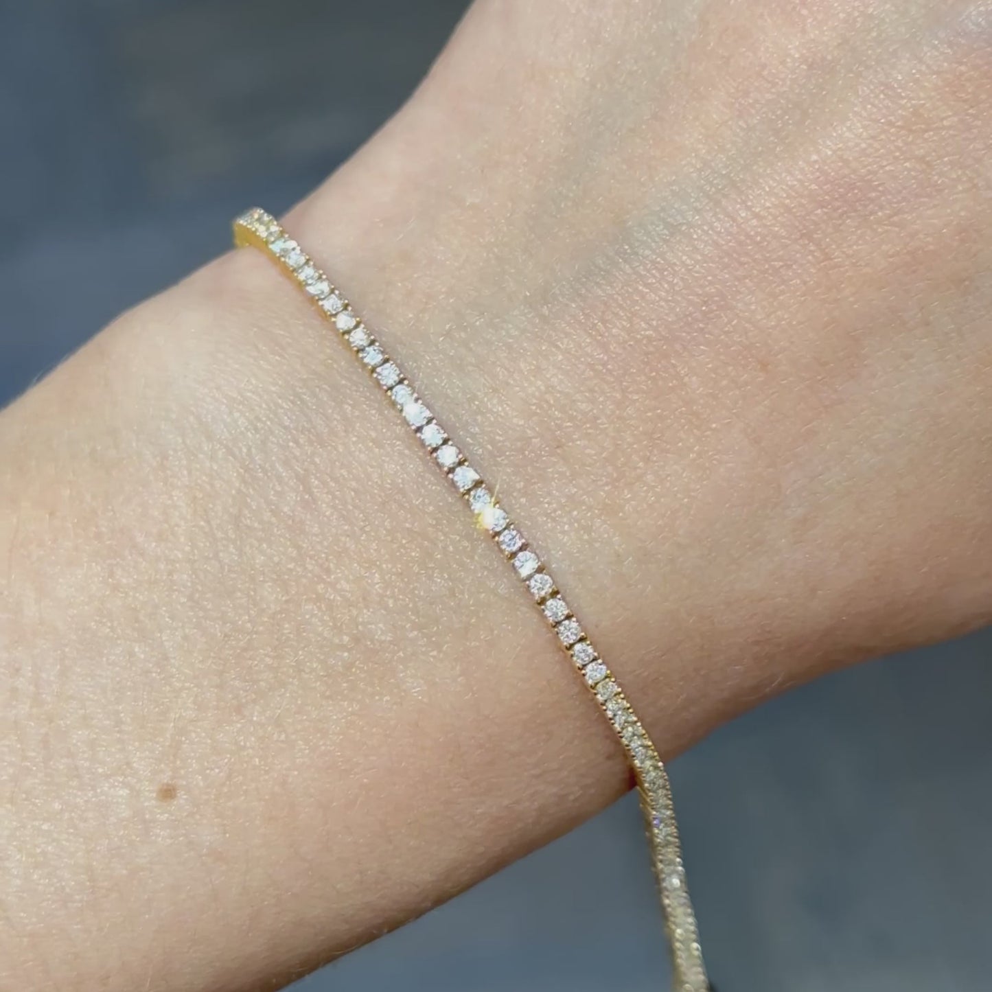 Ultra Slim Gold Tennis Bracelet - Stainless Steel