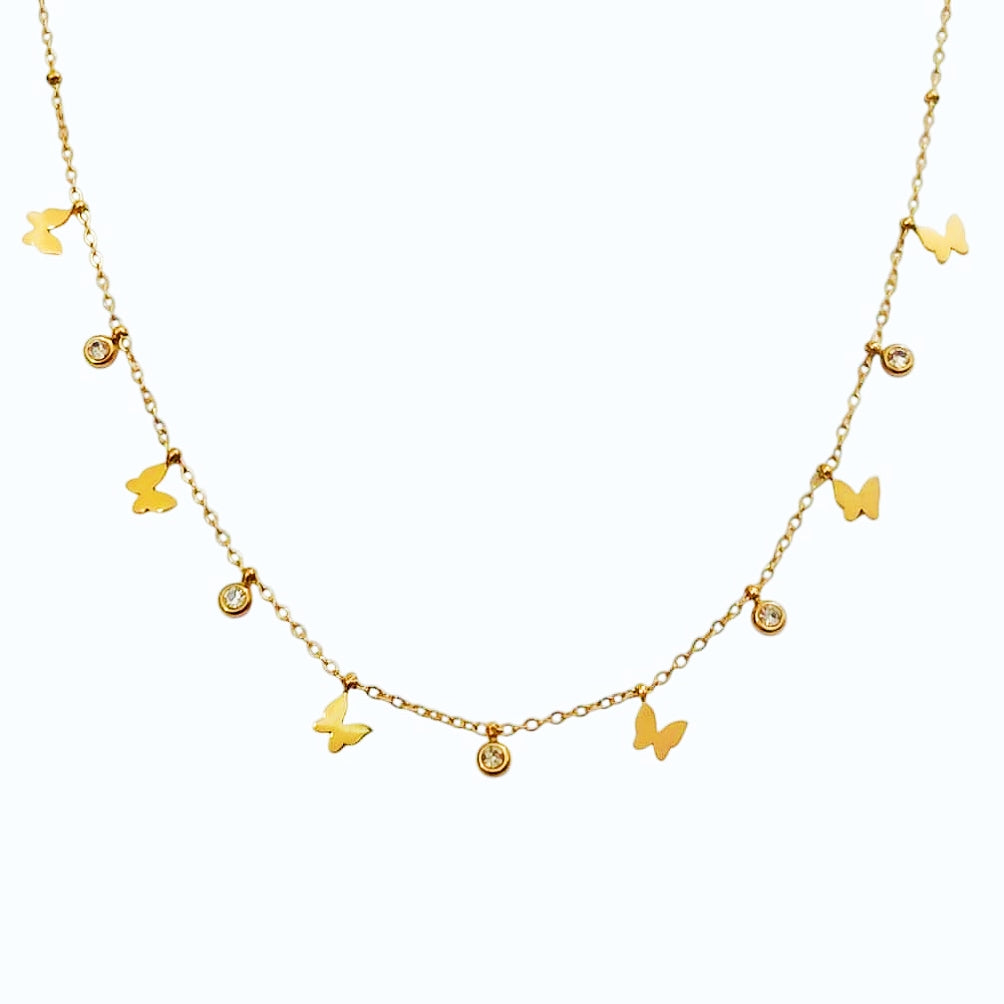 Butterfly Diamond Necklace - Stainless Steel