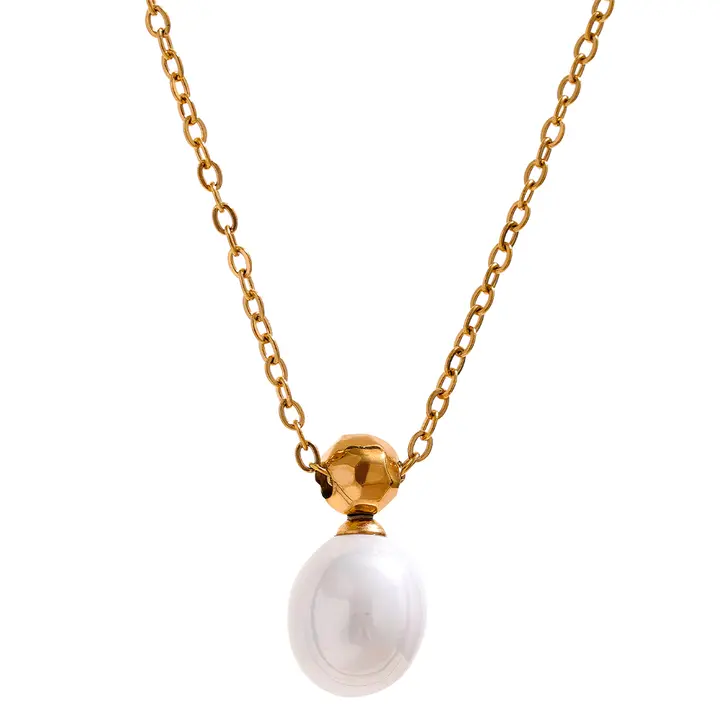 Pearl drop Necklace - Stainless Steel