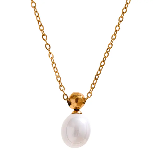 Pearl drop Necklace - Stainless Steel