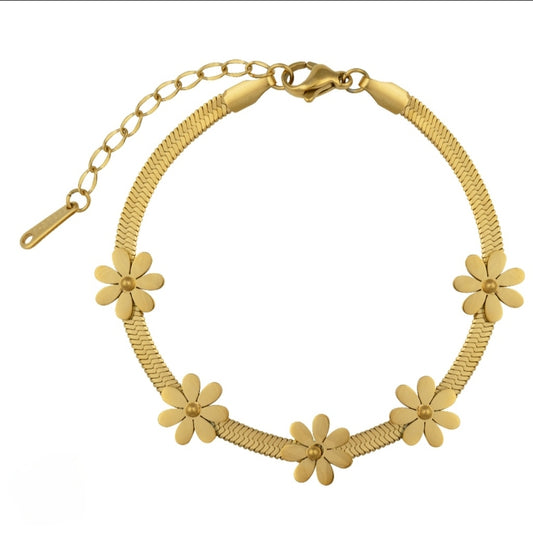 Sunflower Snake Chain Bracelet - Stainless Steel