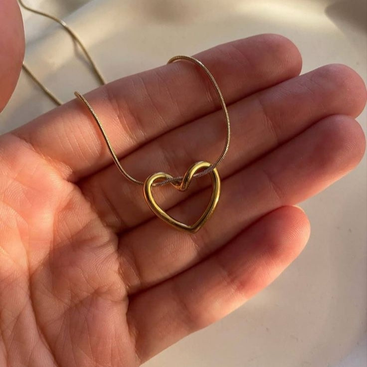 Hollow Heart Necklace - Stainless Steel