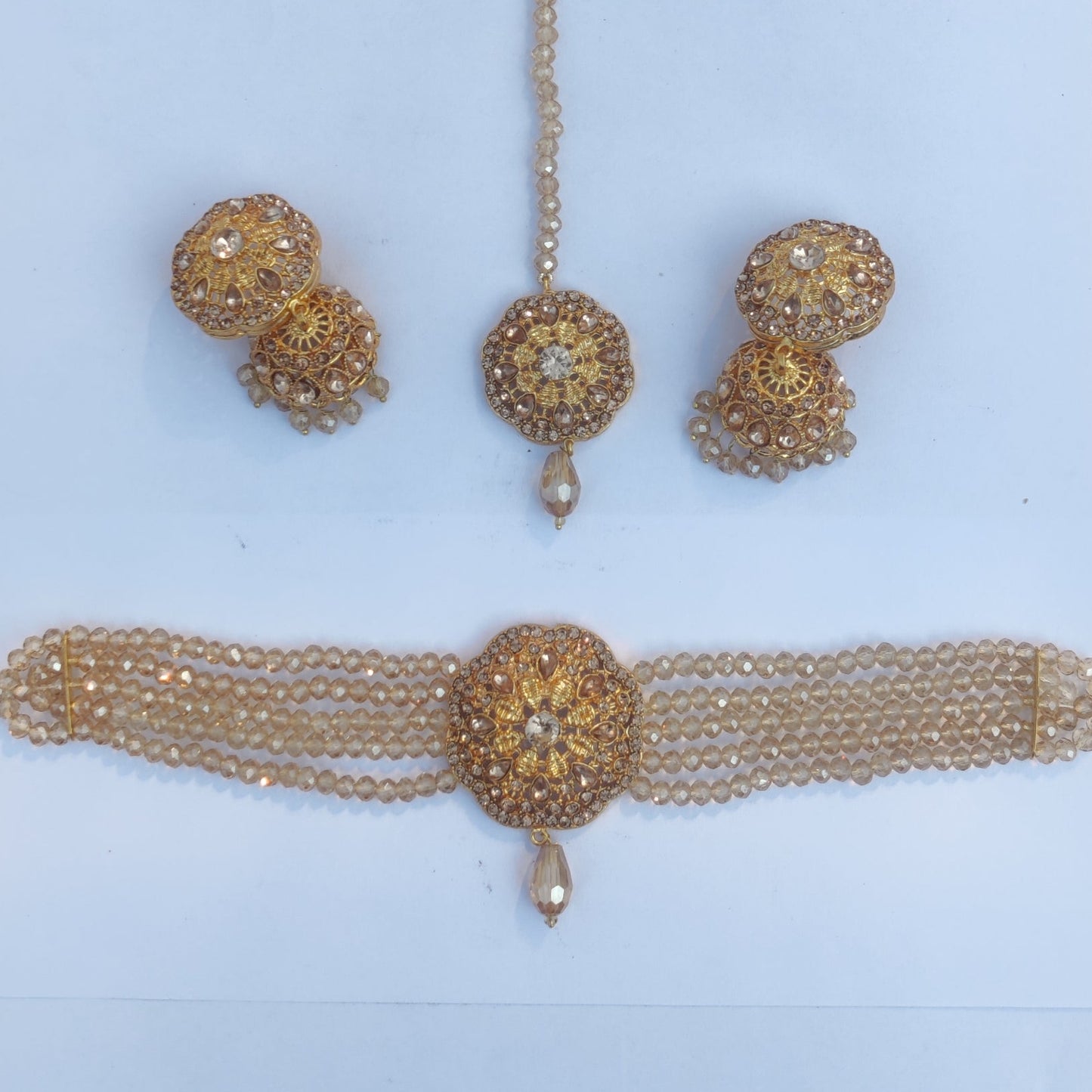 Mughal Queens Set (Necklace + Earrings + Head Ornament) - Cultural Handmade