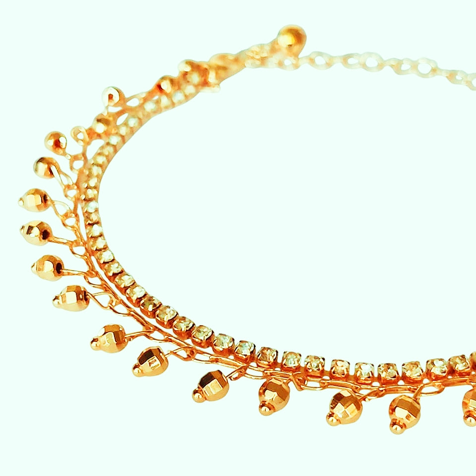 Stud Hexa Beads Anklet - China Gold
