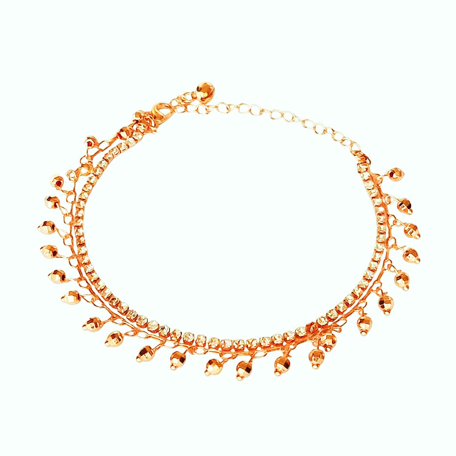Stud Hexa Beads Anklet - China Gold