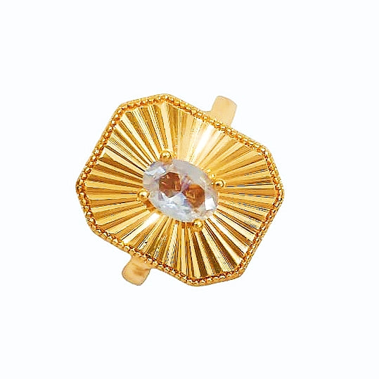 Flueted Signet Adjustable Ring - Premium China Gold