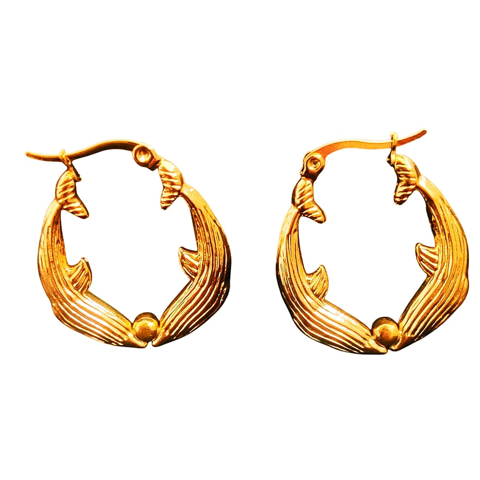 Twin Dolphin Earrings - Stainless Steel