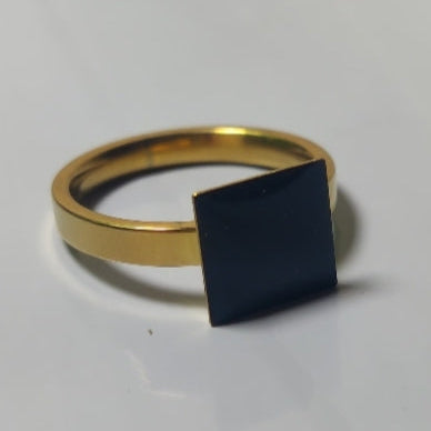 Square Diamond Couple Ring - Stainless Steel