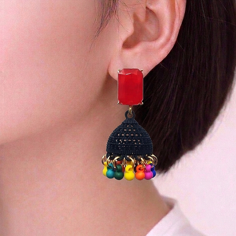 Reactangle Stone Black Earrings - China Gold