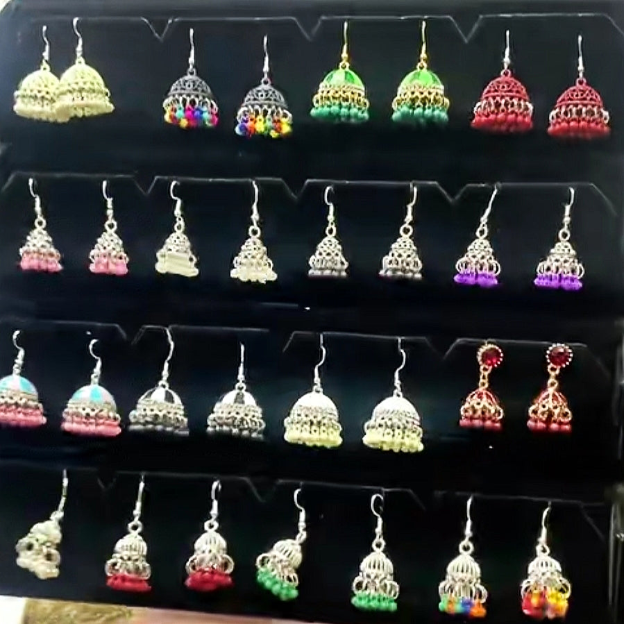 Foldable Velvet 16 Meenakari Jhumka Box