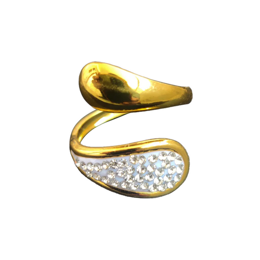 Bubbly Stone Adjustable Ring - Stainless Steel