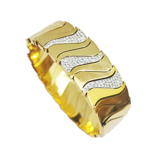 Stud Waves Handcuff - Stainless Steel