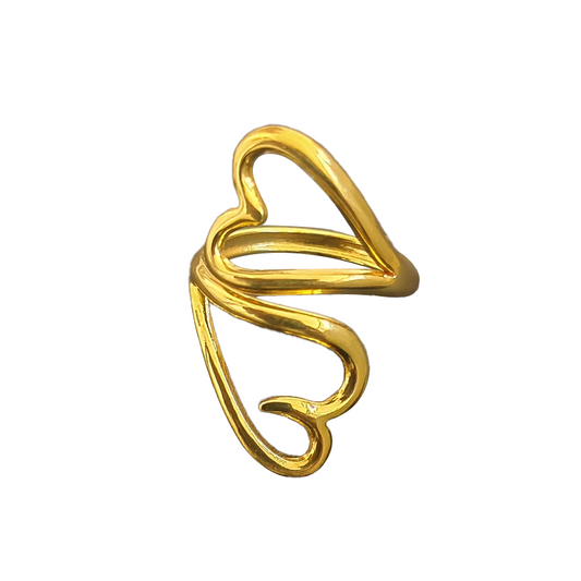 Twin Hollow Heart - Adjustable Ring