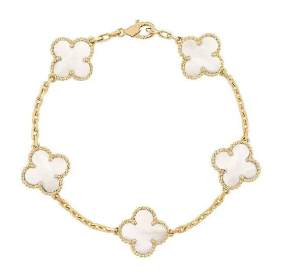 5 Bracelets (White Clover + Golden Clover + Screw Nail + Cartier + Black Clover)