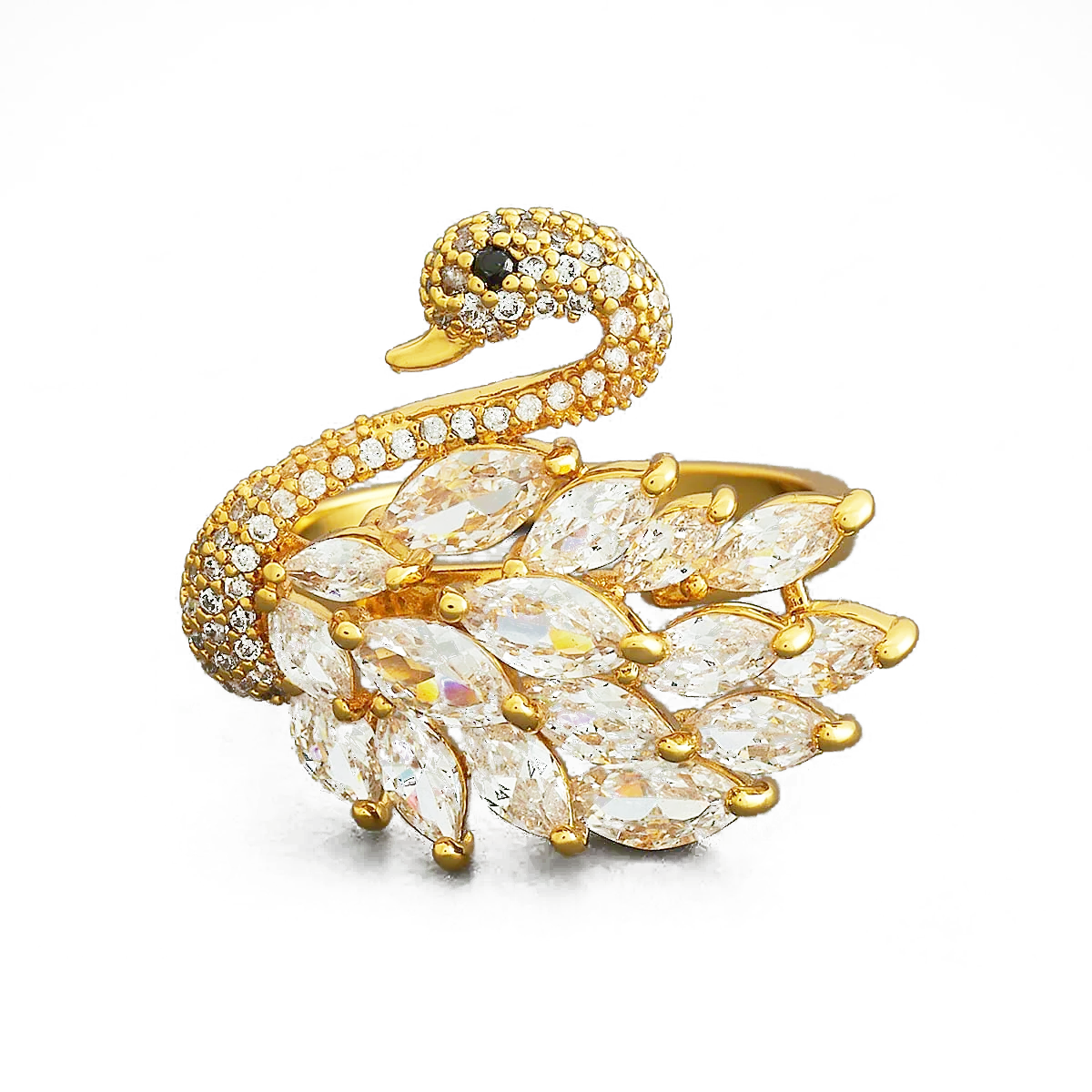 Diamond Swan Ring - Stainless Steel