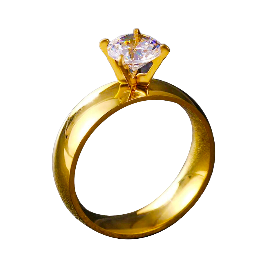 Simple Crown Diamond Ring - Stainless Steel