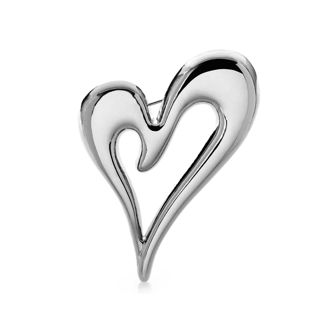Italic Hollow Heart Earrings - Stainless Steel